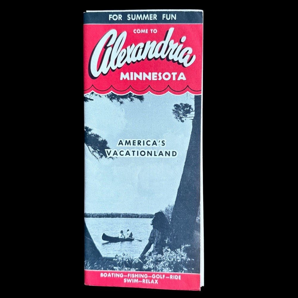 Alexandria Minnesota 1956 Summer Fun Brochure Map Resorts Places of Interest